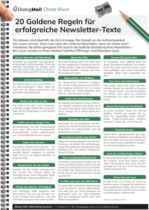 Cheat Sheet 16 Goldene Regeln Fur Erfolgreiche Newsletter Texte