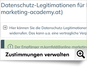 Mit dieser Funktion können Sie die (datenschutzrechtlichen) Einwilligungen sowie eventuelle Widerrufe Ihrer Empfängers verwalten - alle zentral auf einen Blick!