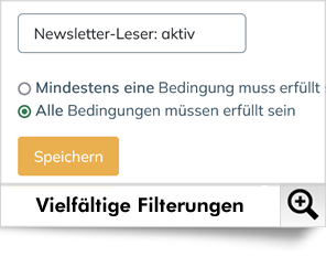 Mit wenigen Klicks können Sie z.B. alle Empfänger rausfiltern, die Ihr Einladungs-Mailing bekommen, sich aber nicht angemeldet haben.