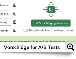 Mit genau einem Klick können Sie mehrere alternative Betreffzeilen für Ihren A/B Test vorschlagen lassen.