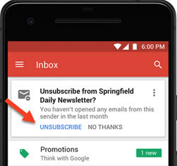 Proaktive Abmelde-Vorschläge in Google Mail