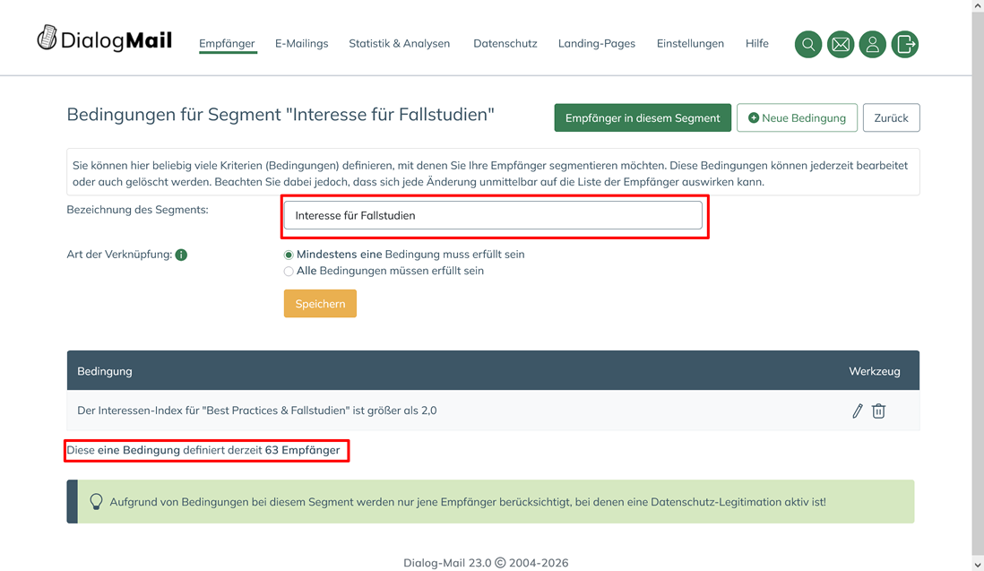 Sie können für jedes Interesse ein Segment mit den Empfängern erstellen, die sich überproportional dafür interessiert haben.