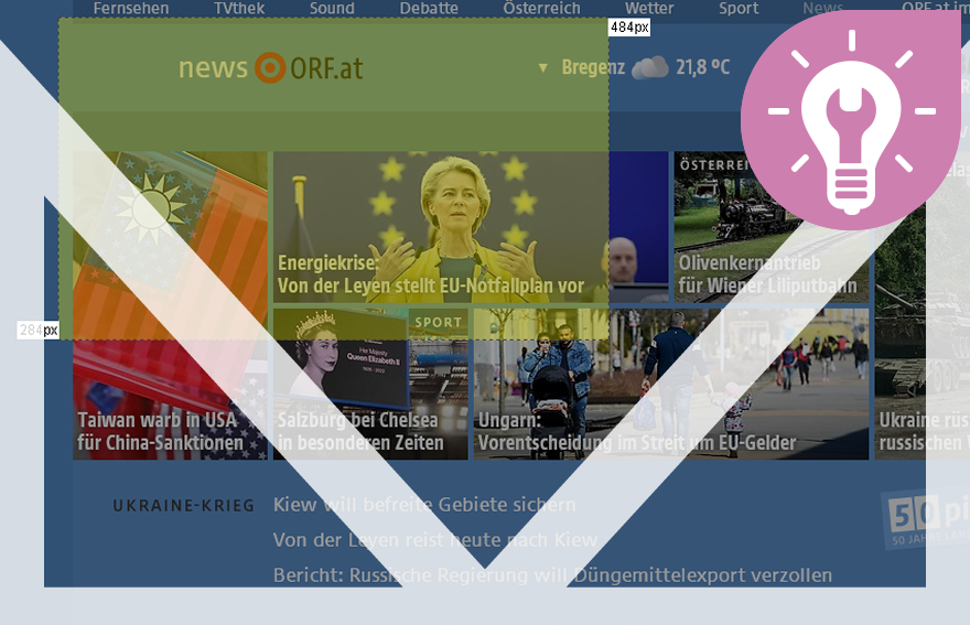 Mit diesem kleinen Helferlein können Sie die Abmessung eines Elements auf dem Bildschirm messen. Ganz einfach – aber genau deshalb so praktisch.