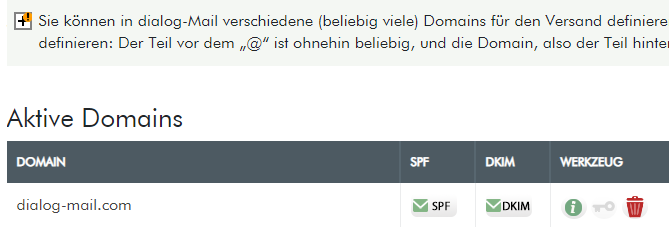 Verwaltung der Versand-Domains