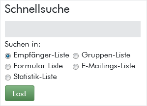 Schnellsuche: Empfänger, Gruppen & Mailings schneller finden